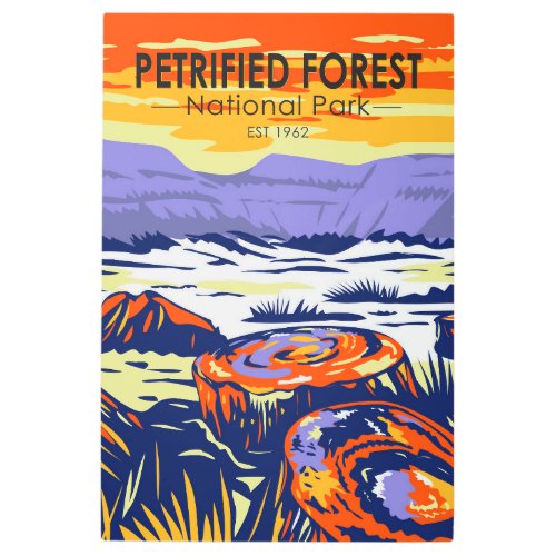 Petrified Forest National Park Arizona Vintage Metal Print