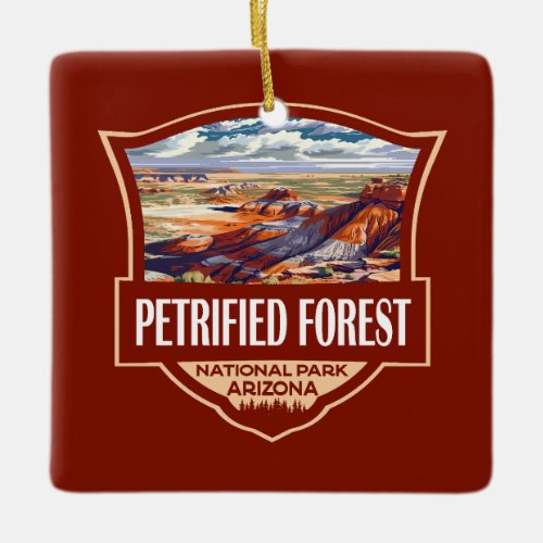 Petrified Forest National Park Illustration Retro  Ceramic Ornament