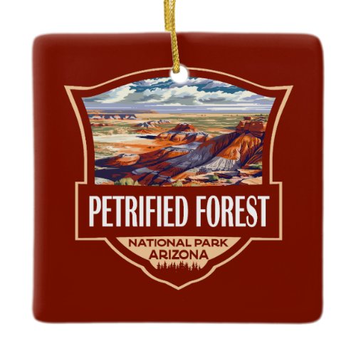 Petrified Forest National Park Illustration Retro  Ceramic Ornament