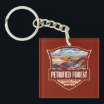 Petrified Forest National Park Illustration Retro  Keychain<br><div class="desc">Petrified Forest vector artwork design. The park is in northeastern Arizona and has large deposits of petrified wood.</div>