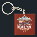Petrified Forest National Park Illustration Retro  Keychain<br><div class="desc">Petrified Forest vector artwork design. The park is in northeastern Arizona and has large deposits of petrified wood.</div>