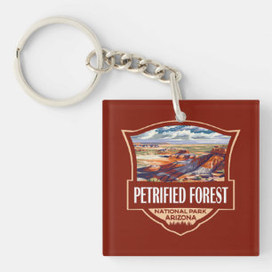 Petrified Forest National Park Illustration Retro Keychain