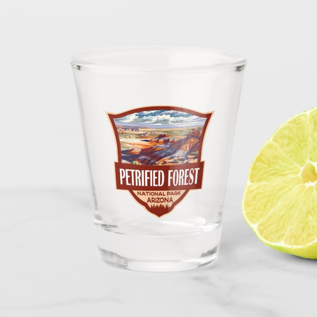 Petrified Forest National Park Illustration Retro  Shot Glass (Front)