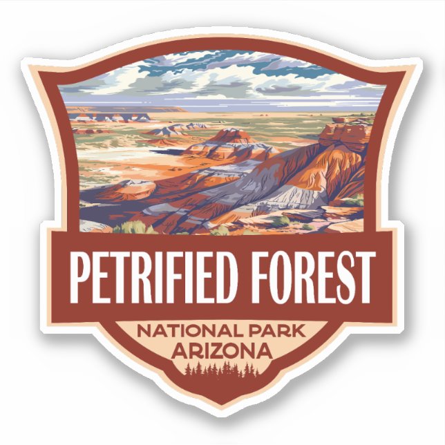 Petrified Forest National Park Illustration Retro  Sticker (Front)