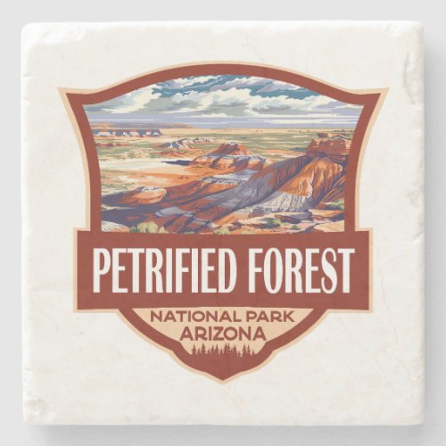 Petrified Forest National Park Illustration Retro  Stone Coaster