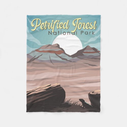 Petrified Forest National Park Illustration Travel Fleece Blanket