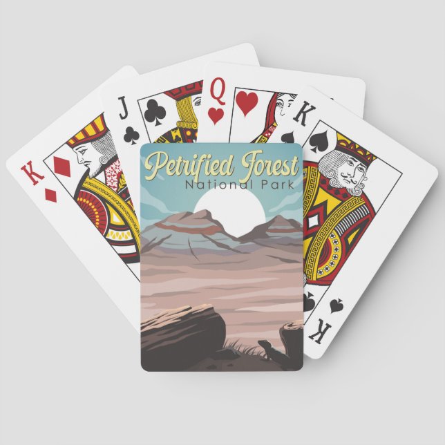 Petrified Forest National Park Illustration Travel Poker Cards (Back)