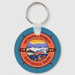 Petrified Forest National Park Retro Compass Keychain