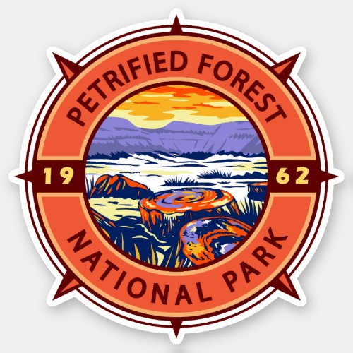 Petrified Forest National Park Retro Compass Sticker