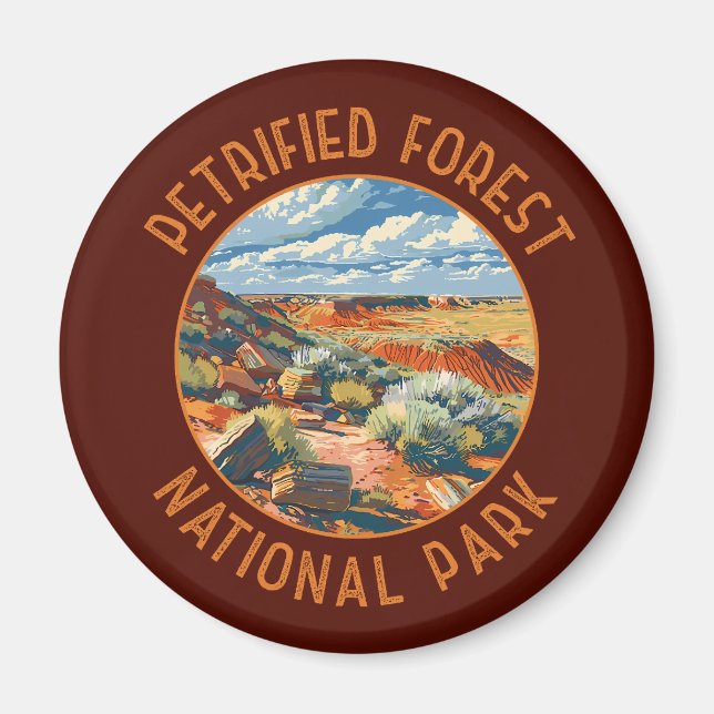 Petrified Forest National Park Retro Distressed Magnet (Front)