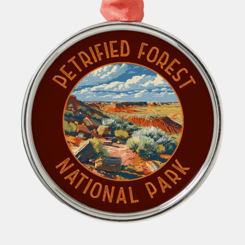 Petrified Forest National Park Retro Distressed Metal Ornament