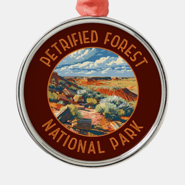 Petrified Forest National Park Retro Distressed Metal Ornament (Front)