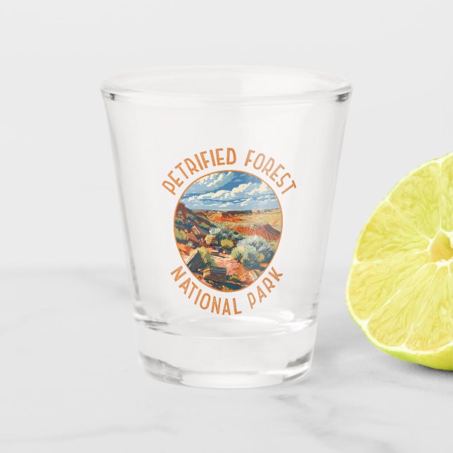 Petrified Forest National Park Retro Distressed Shot Glass (Front)