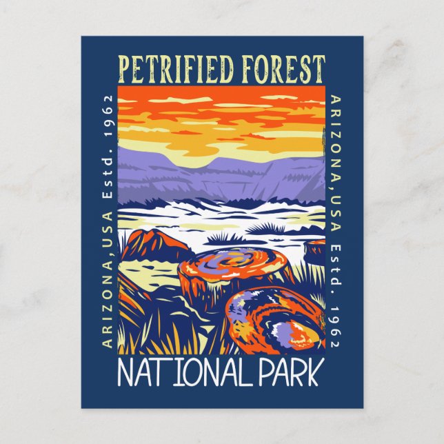 Petrified Forest National Park Vintage Distressed Postcard (Front)