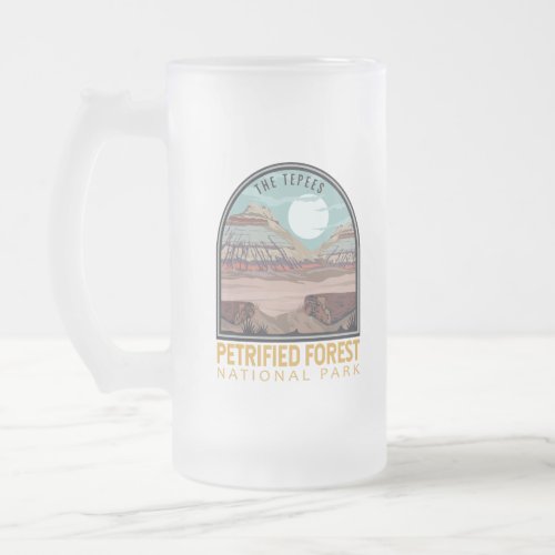 Petrified Forest National Park Vintage Emblem Frosted Glass Beer Mug