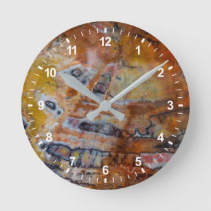 Petrified Wood Brown Round Clock