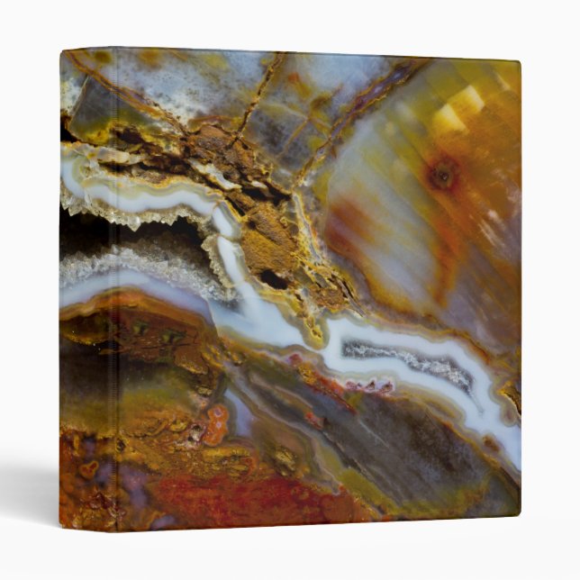 Petrified Wood With Crystals 3 Ring Binder (Front/Spine)