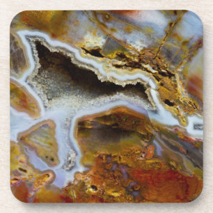 Petrified Wood With Crystals Beverage Coaster
