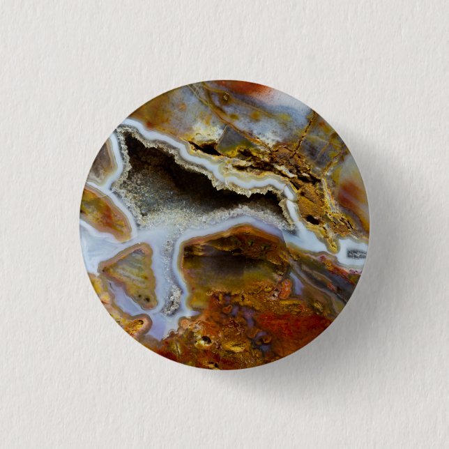 Petrified Wood With Crystals Button (Front)