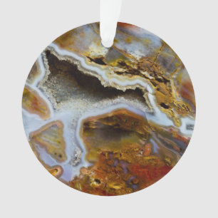 Petrified Wood With Crystals Ornament