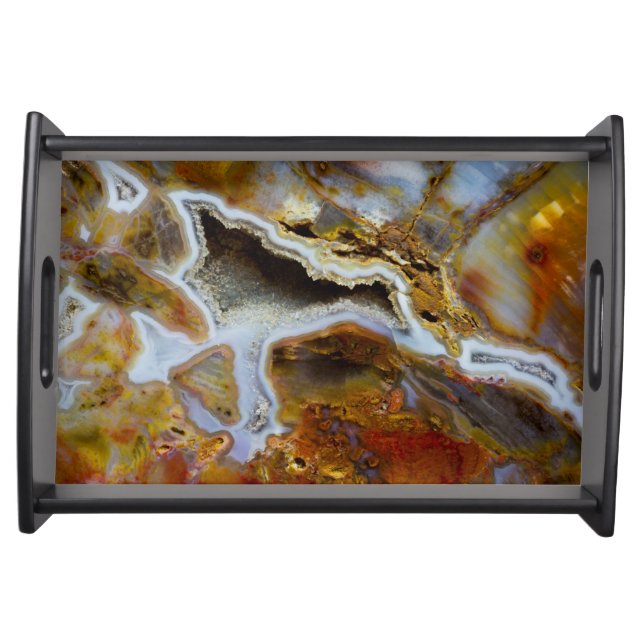 Petrified Wood With Crystals Serving Tray (Front)