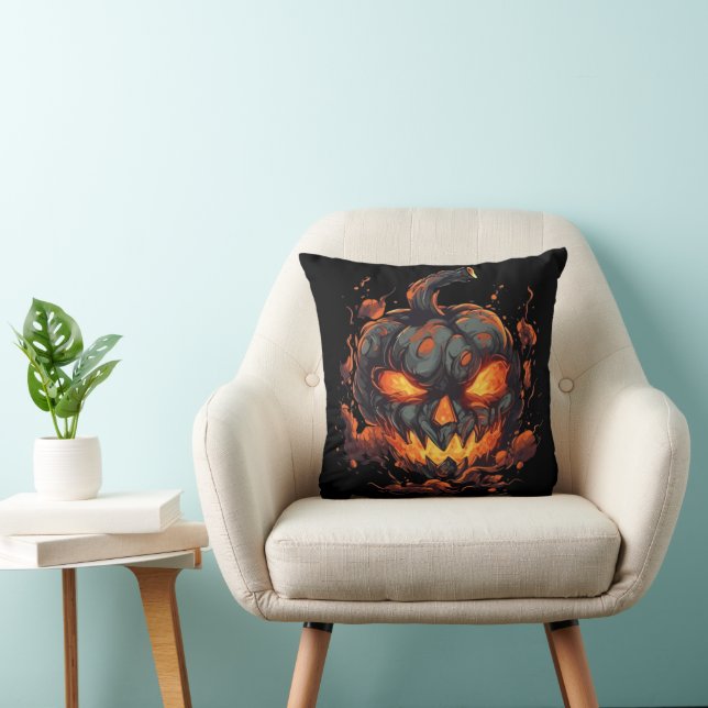  Petrifying Pumpkin Throw Pillow (Chair)
