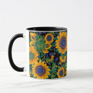 Petrikivka Ukrainian folk art. Sunflowers blooming Mug