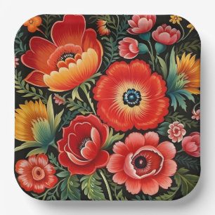 Petrikivka Ukrainian traditional art Paper Plates