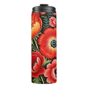 Petrikivka Ukrainian traditional art. Thermal Tumbler
