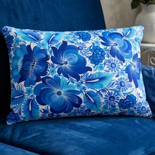 Petrikivka Ukrainian traditional folk art.  Accent Pillow