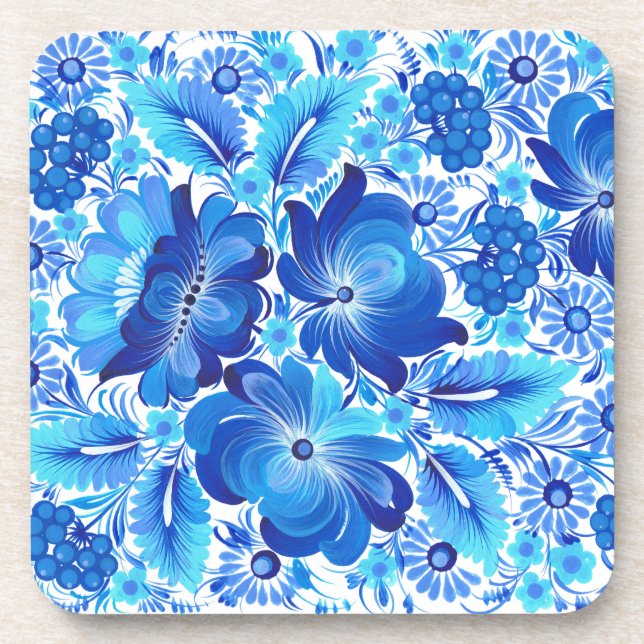 Petrikivka Ukrainian traditional folk art.. Beverage Coaster (Front)