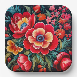 Petrikivka Ukrainian traditional folk art  Paper Plates
