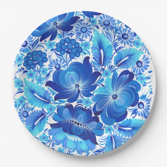 Petrikivka Ukrainian traditional folk art  Paper Plates (Front)