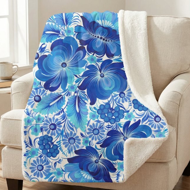 Petrikivka Ukrainian traditional folk art.  Sherpa Blanket (Creator Uploaded)