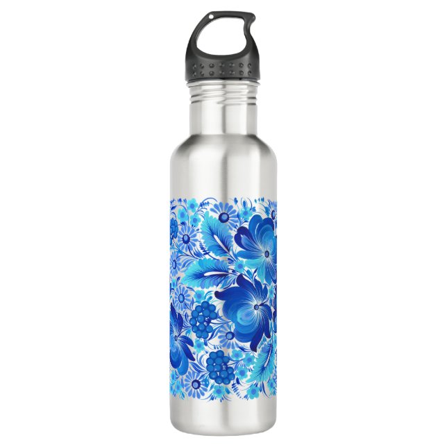 Petrikivka Ukrainian traditional folk art.  Stainless Steel Water Bottle (Front)