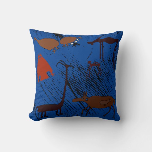 Petroglyph Cave Art Ancient Animals Throw Pillow (Front)