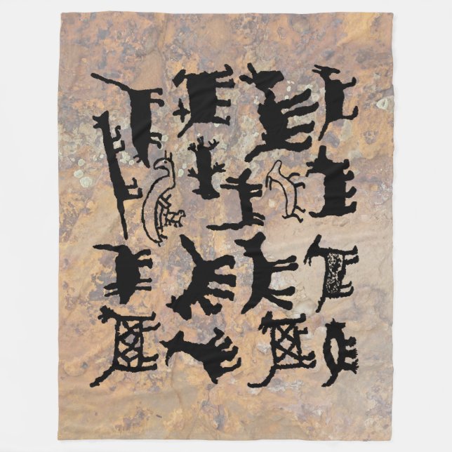 petroglyph collection Dogs and Coyotes Fleece Blanket (Front)