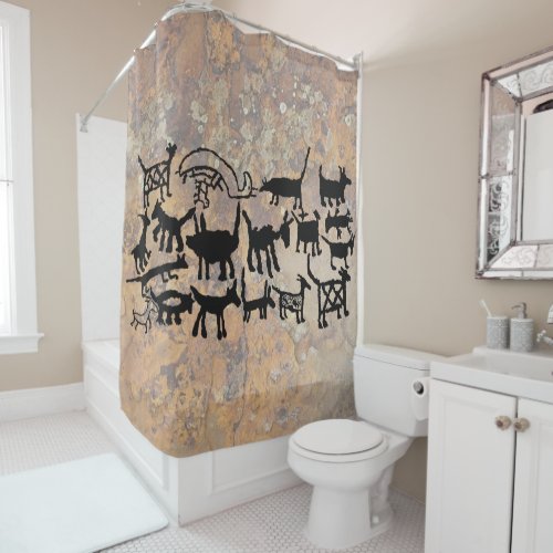 petroglyph collection Dogs and Coyotes Shower Curtain