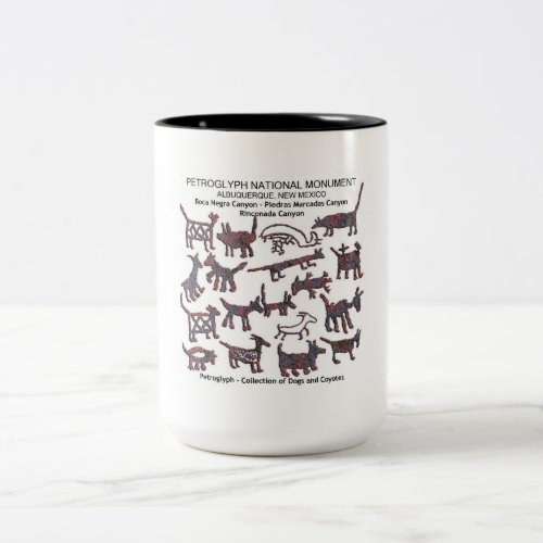 Petroglyph collection Dogs and Coyotes Two_Tone Coffee Mug