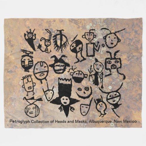 petroglyph collection Masks and Heads Fleece Blanket