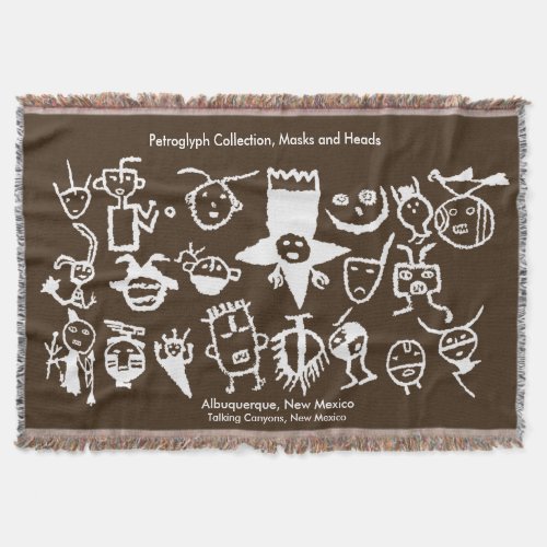 Petroglyph Collection Masks and Heads Throw Blanket