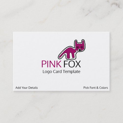 Petroglyph Fox Symbol _ Pink Fox Business Card