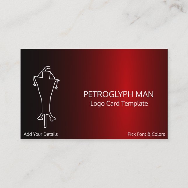 Petroglyph Man Symbol Logo Business Card (Front)