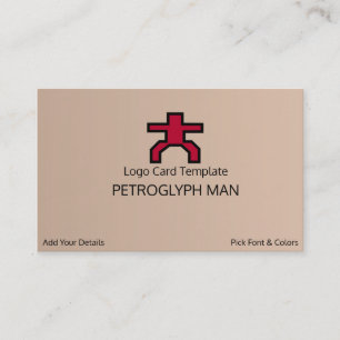 Petroglyph Man Symbol - Red Logo Business Card