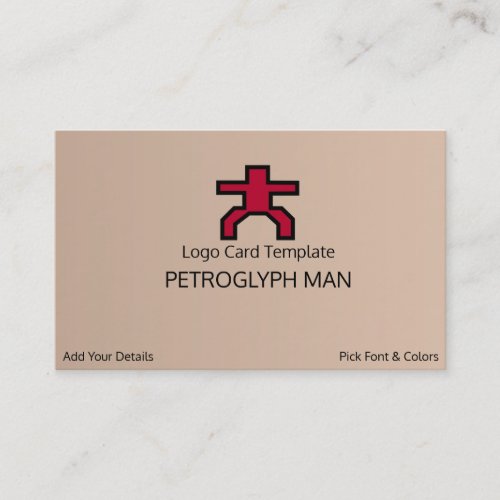 Petroglyph Man Symbol _ Red Logo Business Card