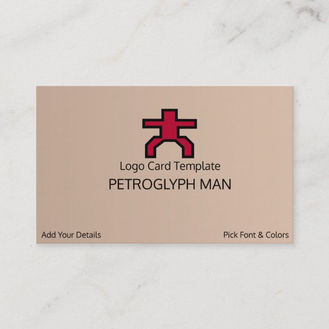 Petroglyph Man Symbol - Red Logo Business Card (Front)