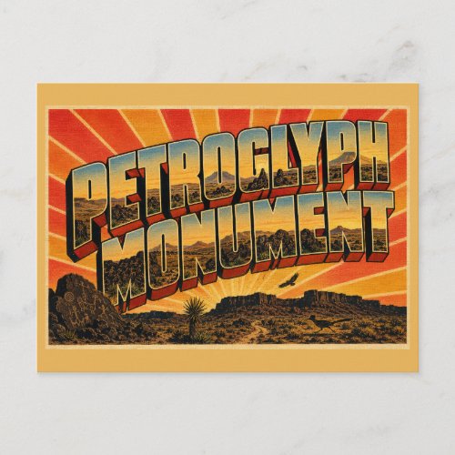 Petroglyph Monument New Mexico Volcanic Desert Art Postcard