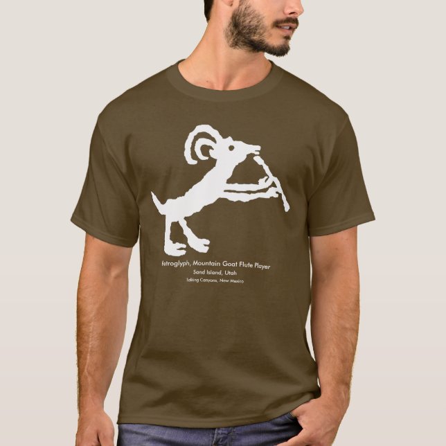 Petroglyph, Mountain Goat Flute Player T-Shirt (Front)