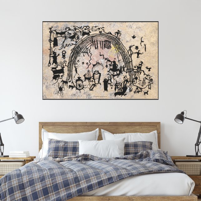 Petroglyph Panel - Rochester Creek, Utah Canvas Print (Insitu(Bedroom))