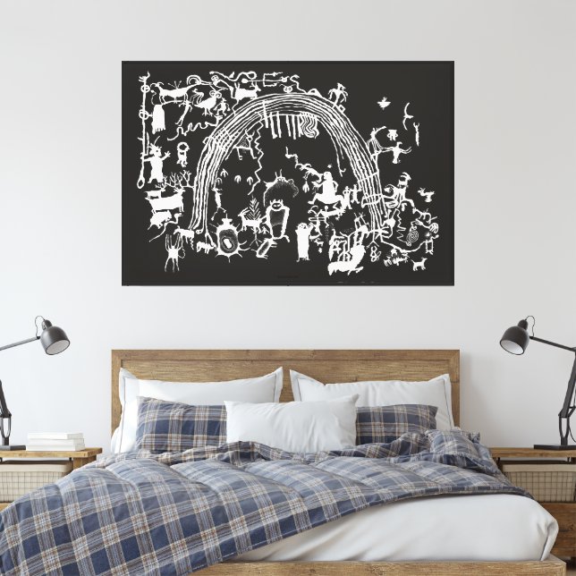 Petroglyph Panel - Rochester Creek, Utah Canvas Print (Insitu(Bedroom))